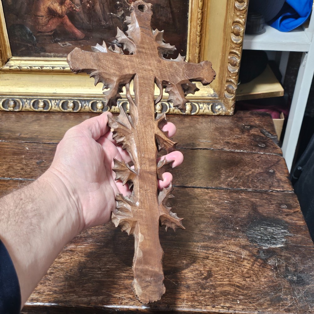 Incredible Quality Black Forest Carved Wooden Crucifix c1900 View XIII