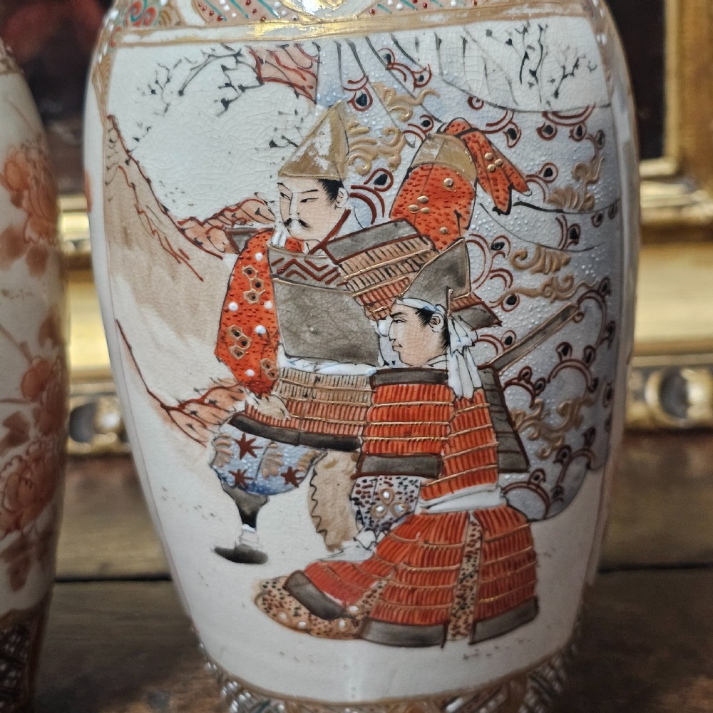 Attractive Pair of Satsuma Vases c1920s 23cm View III