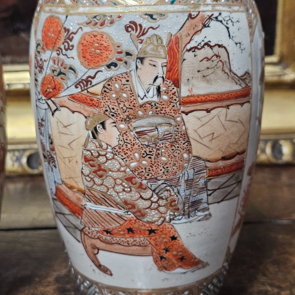 Attractive Pair of Satsuma Vases c1920s 23cm View VIII