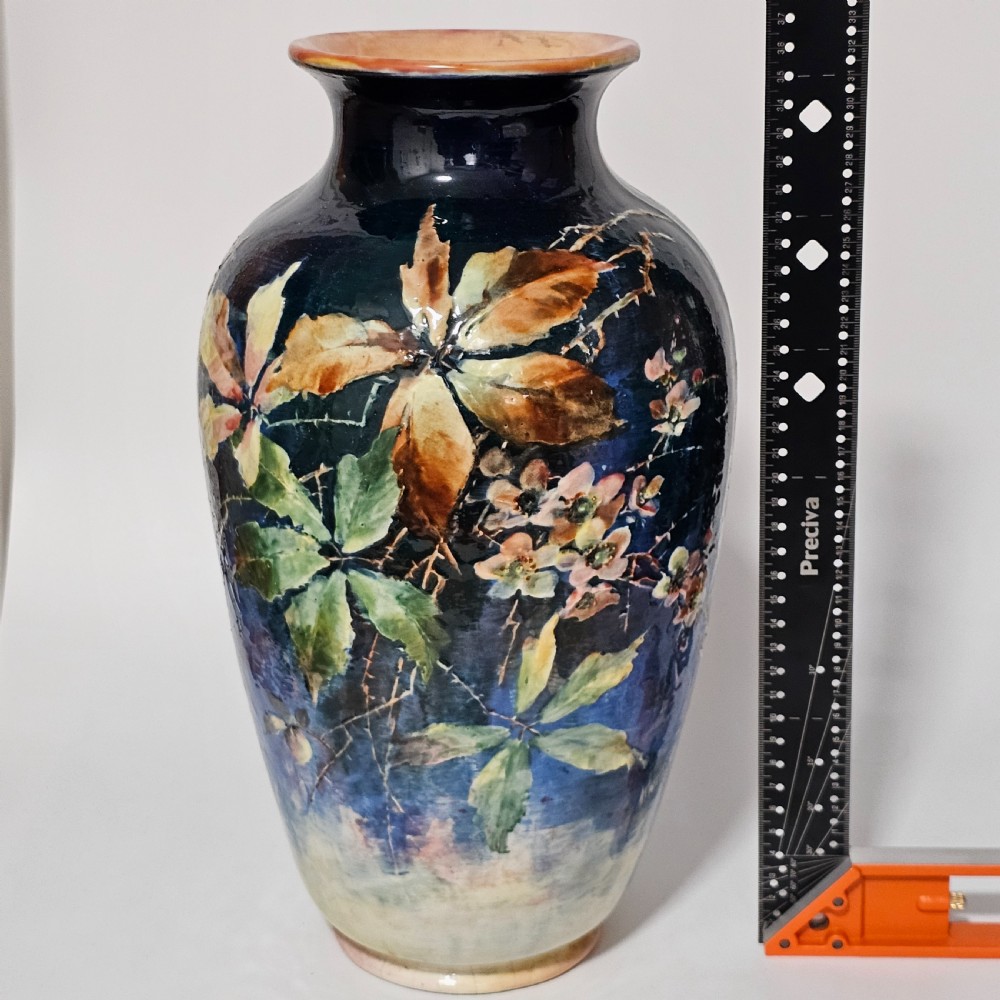 Exceptional Rare Large Bretby Art Pottery Impasto Floral Vase c1895 - Signed 'Trivett' View II