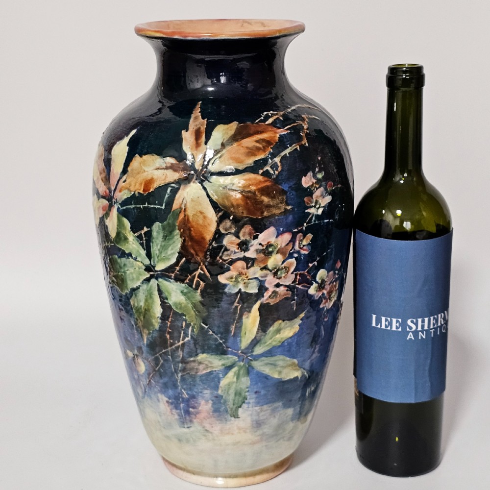 Exceptional Rare Large Bretby Art Pottery Impasto Floral Vase c1895 - Signed 'Trivett' View III
