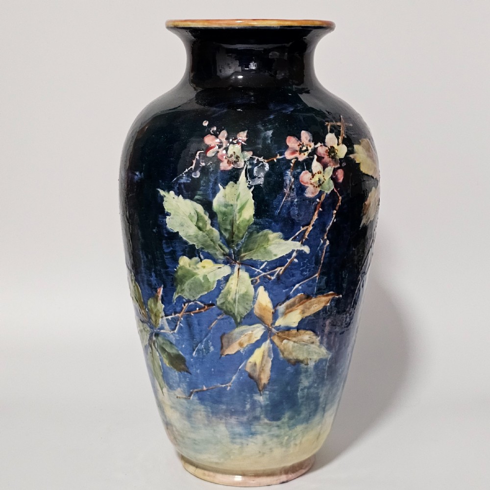 Exceptional Rare Large Bretby Art Pottery Impasto Floral Vase c1895 - Signed 'Trivett' View IV