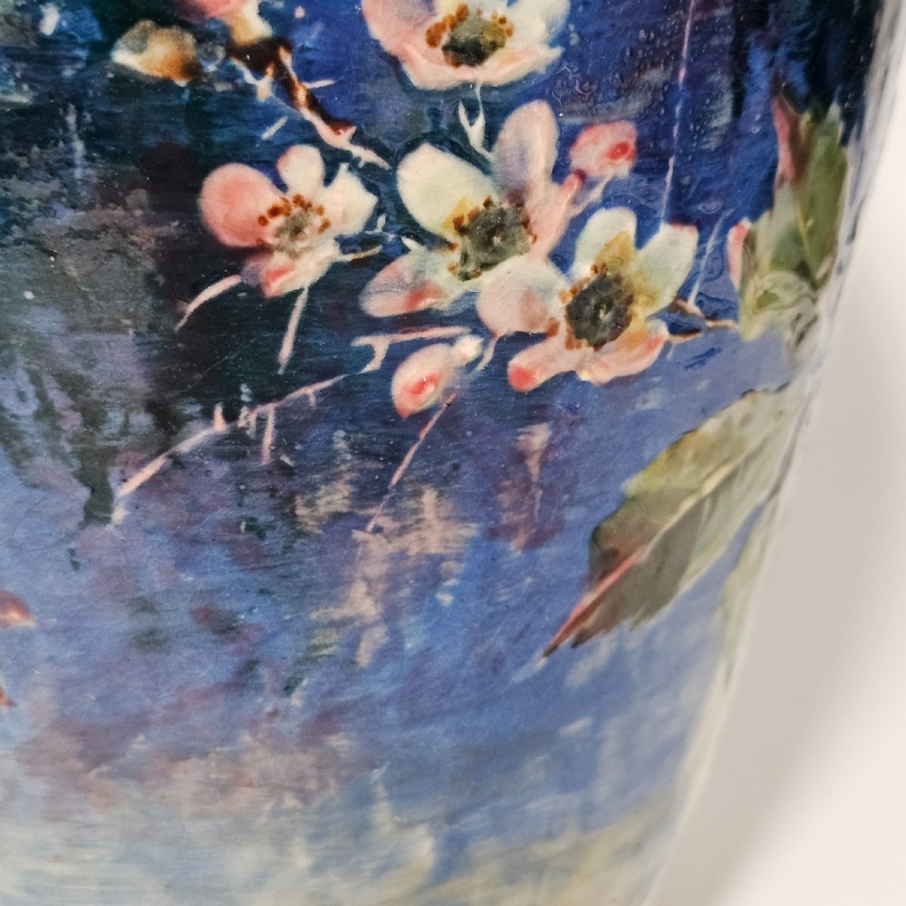 Exceptional Rare Large Bretby Art Pottery Impasto Floral Vase c1895 - Signed 'Trivett' View XIII