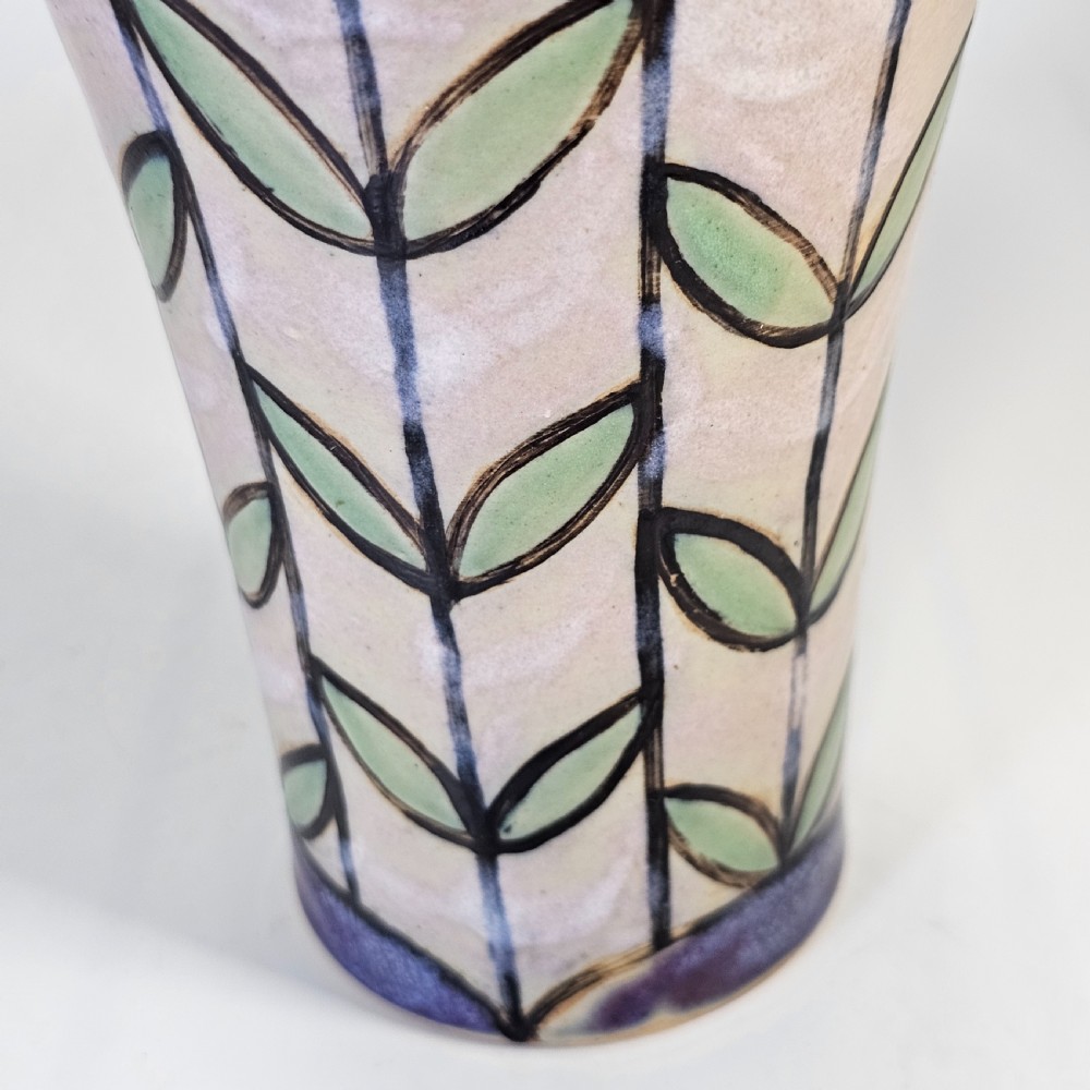 Attractive Early 20Thc Annie Lyons Royal Doulton Floral Vase In Blue, Purple And Creamy White View VI