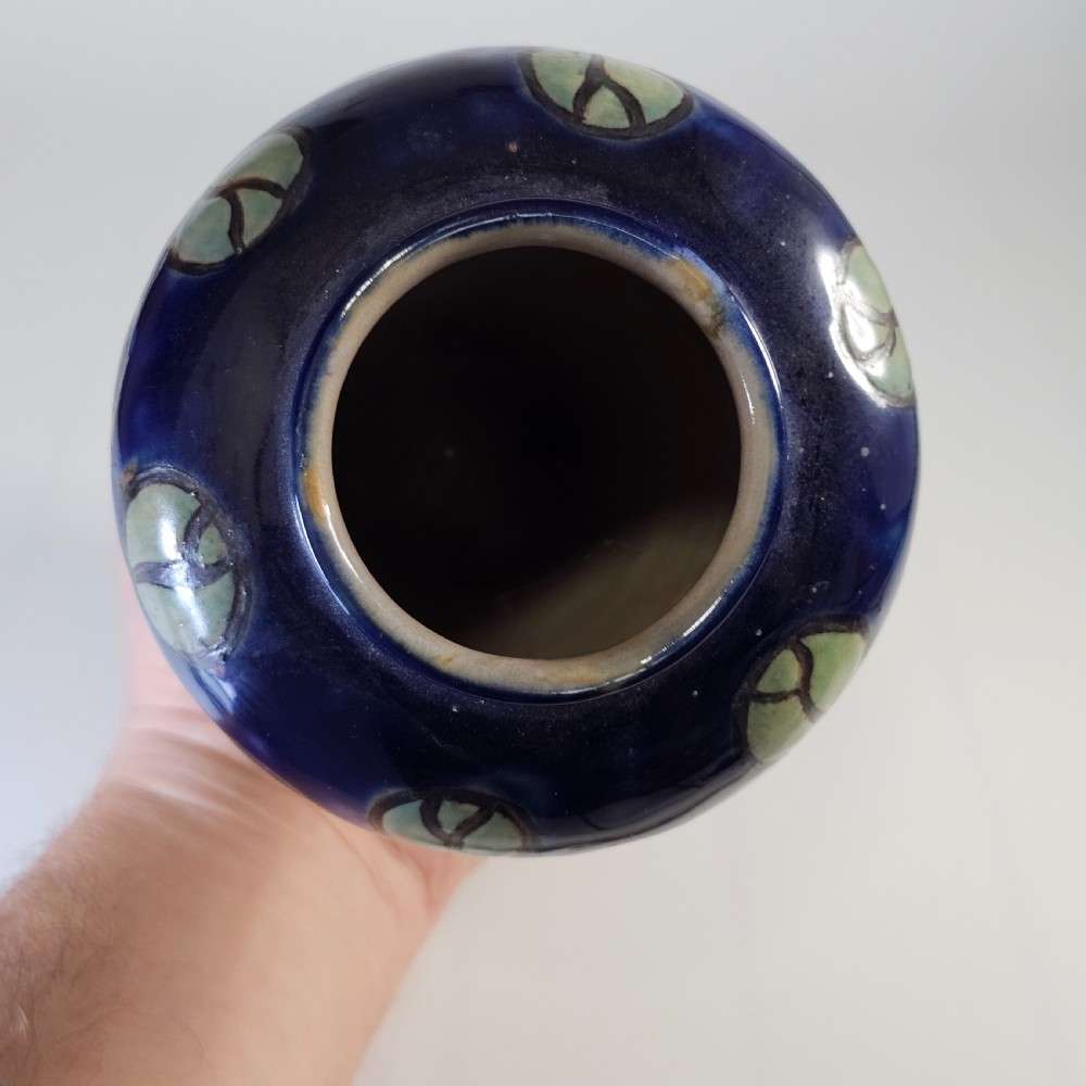 Attractive Early 20Thc Annie Lyons Royal Doulton Floral Vase In Blue, Purple And Creamy White View VIII