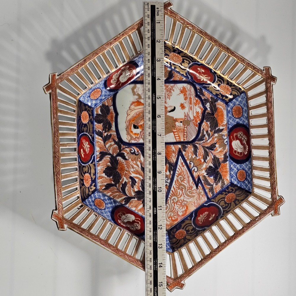 Stunning Large 1900'S Oriental Imari Fretted Charger 39.5cm Diameter View XIV