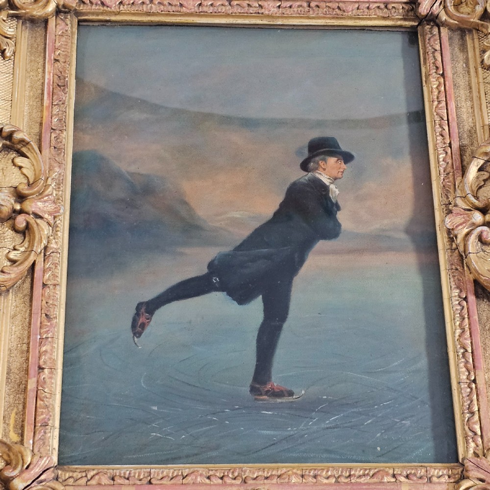 Antique Oil Painting The Skating Minister in the style of Henry Raeburn View III