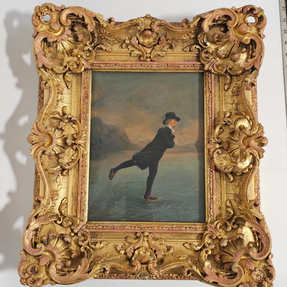 Antique Oil Painting The Skating Minister in the style of Henry Raeburn View IX