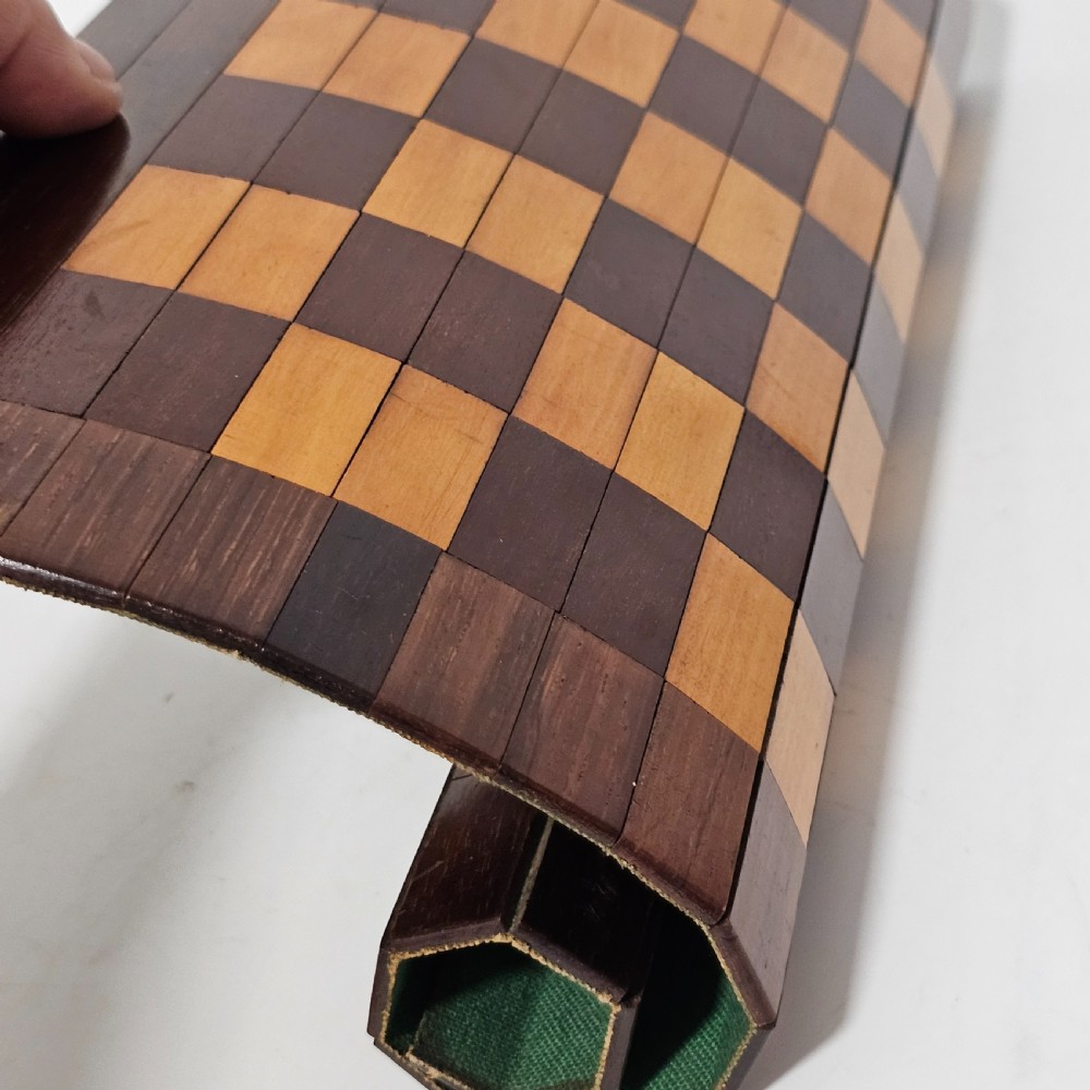 Beautiful Quality Rare Antique Foldaway Chess Board c1920's View II
