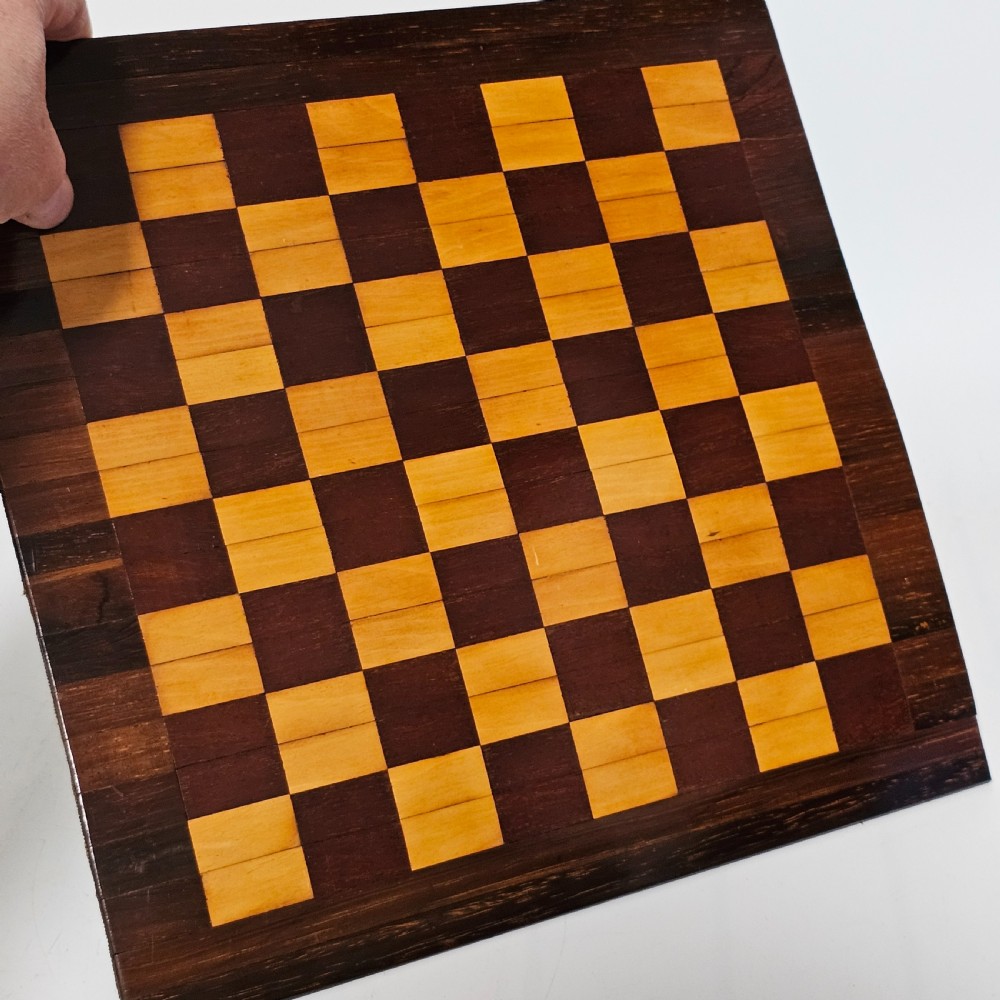 Beautiful Quality Rare Antique Foldaway Chess Board c1920's View VIII