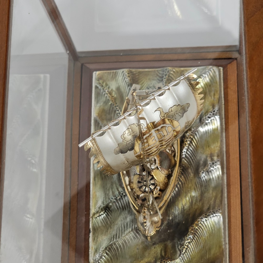 Rare - Superb Large Seki Takehiko Japanese Gilt & Silver Treasure Ship With Case View VI