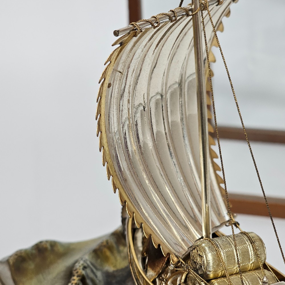 Rare - Superb Large Seki Takehiko Japanese Gilt & Silver Treasure Ship With Case View XII