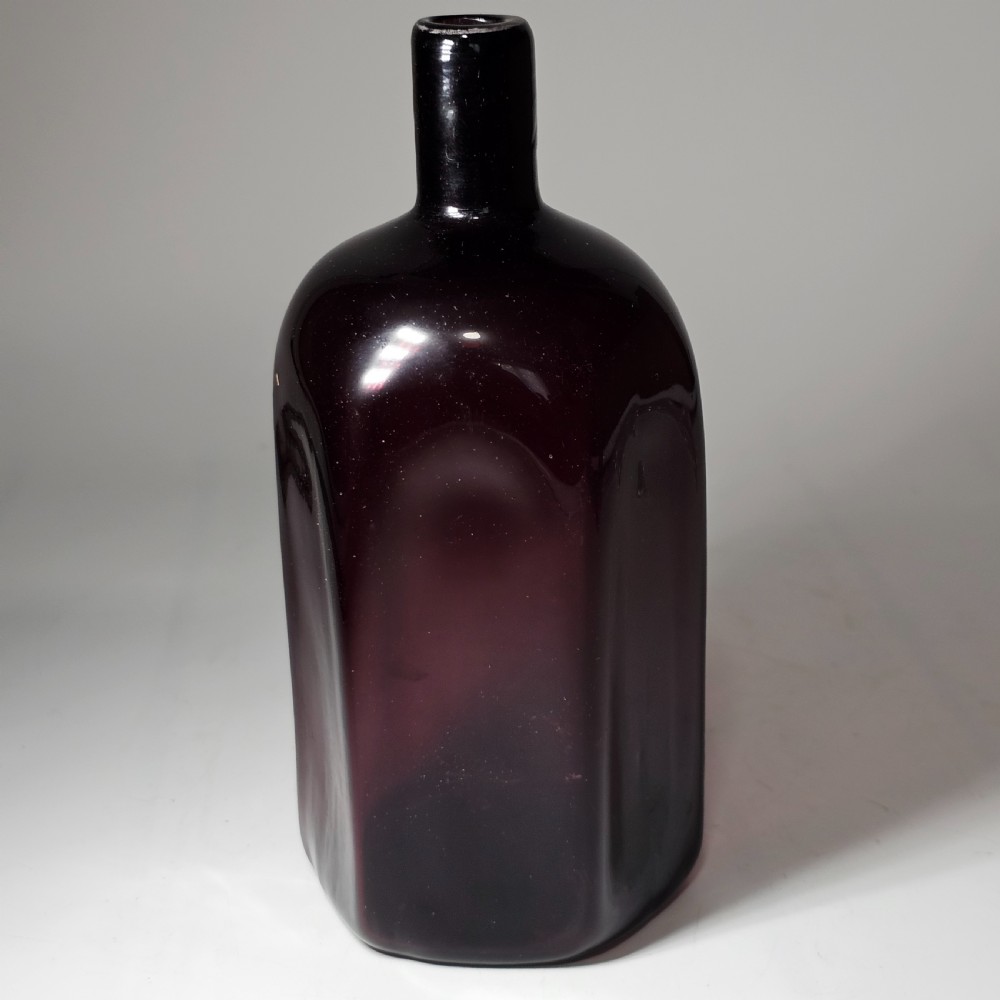 Fine Quality Early 19thc Purple Glass Bottle Gin?