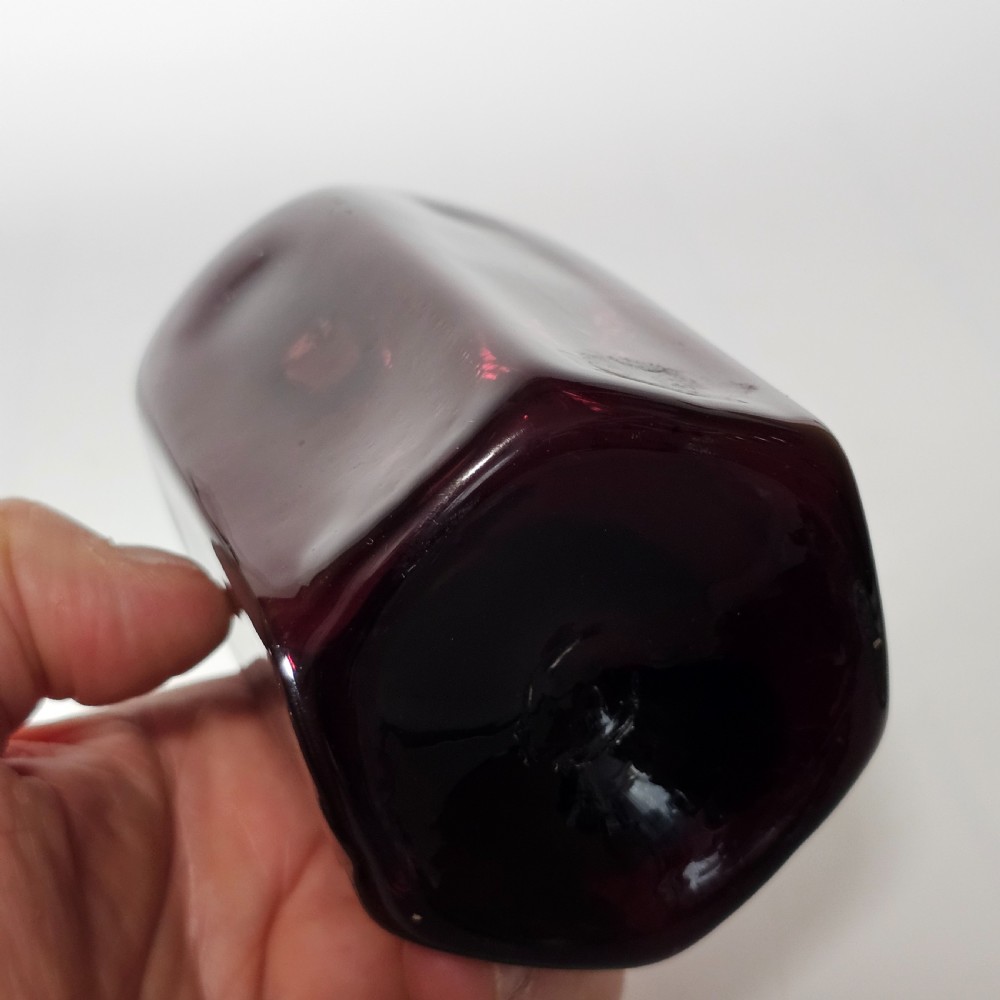 Fine Quality Early 19thc Purple Glass Bottle Gin? View VIII