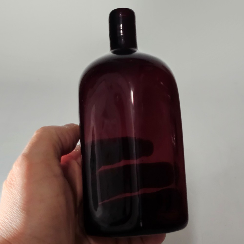 Fine Quality Early 19thc Purple Glass Bottle Gin? View XIII