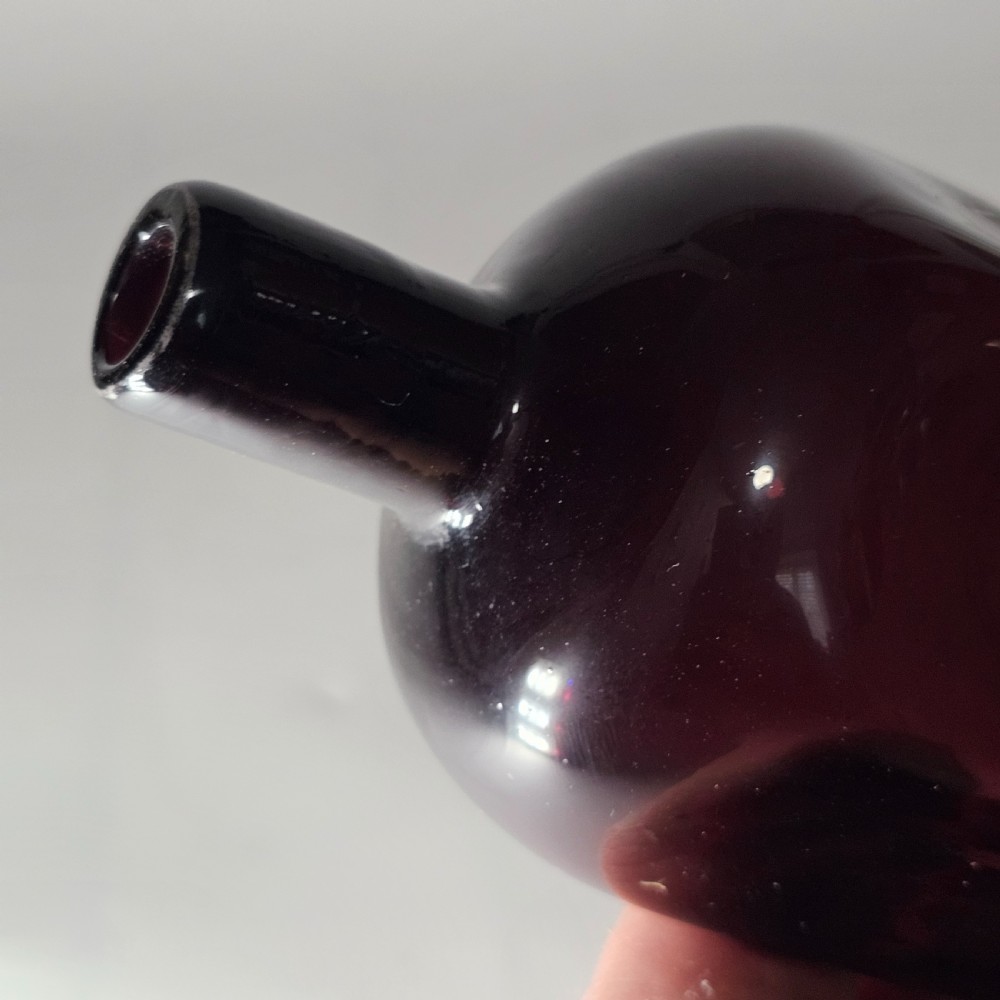Fine Quality Early 19thc Purple Glass Bottle Gin? View XVIII