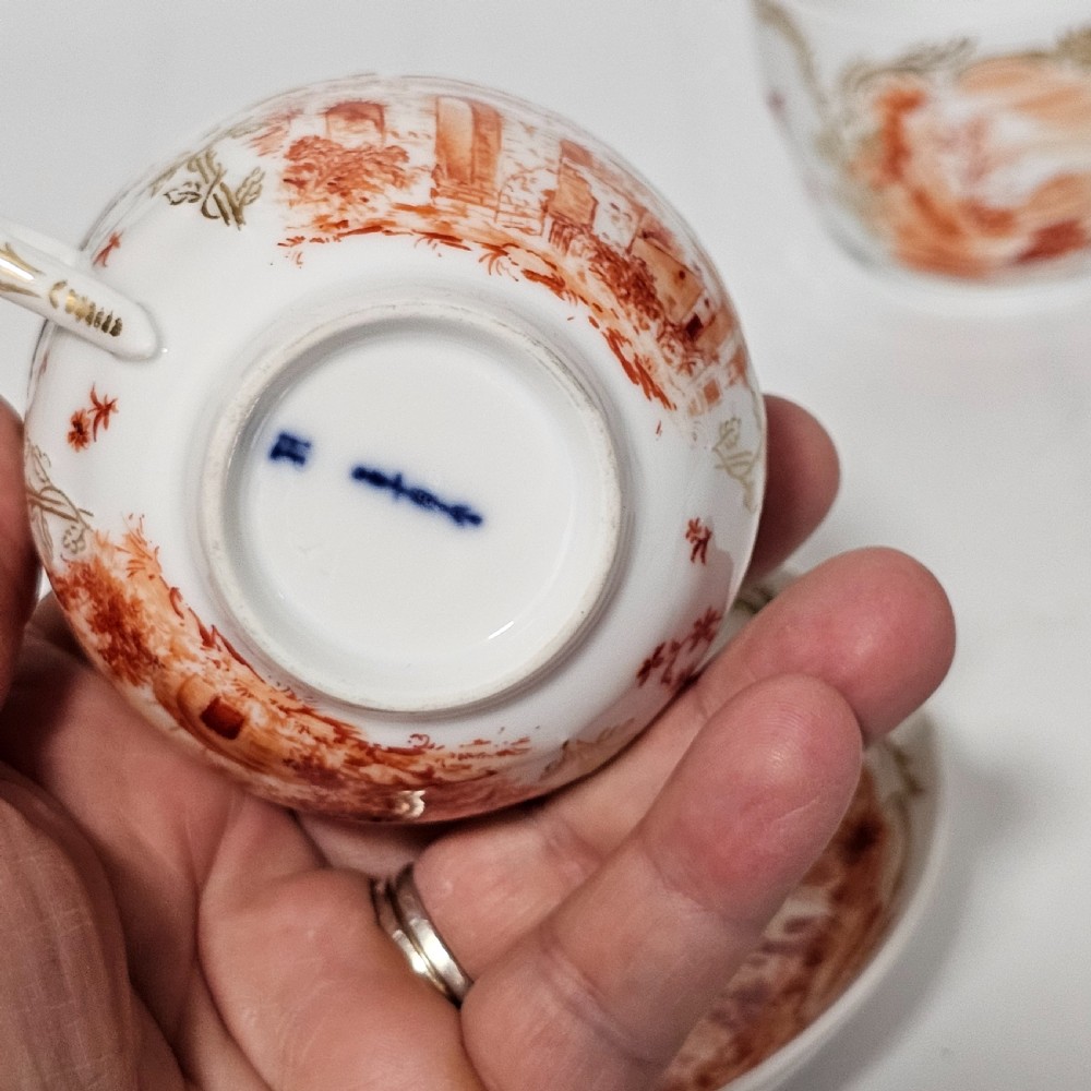 Antique Berlin Painted Pr Porcelain Cups & Saucers plus Bowl 5 x pcs View IV
