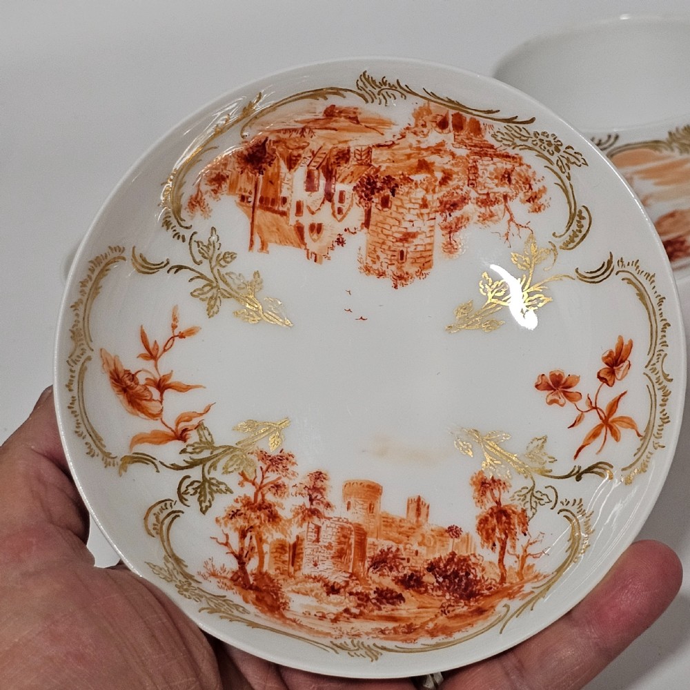 Antique Berlin Painted Pr Porcelain Cups & Saucers plus Bowl 5 x pcs View V