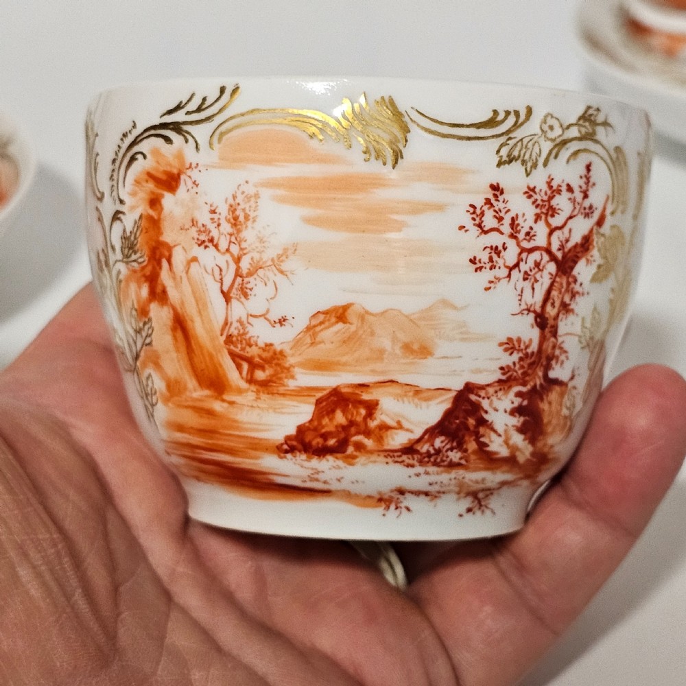 Antique Berlin Painted Pr Porcelain Cups & Saucers plus Bowl 5 x pcs View VII