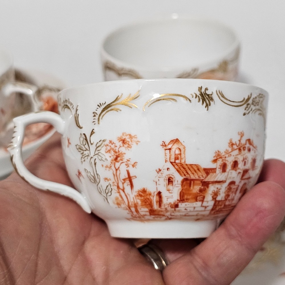 Antique Berlin Painted Pr Porcelain Cups & Saucers plus Bowl 5 x pcs View IX