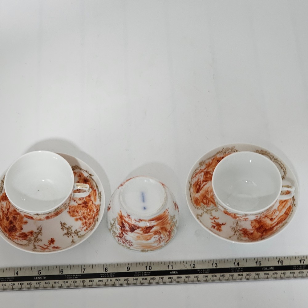 Antique Berlin Painted Pr Porcelain Cups & Saucers plus Bowl 5 x pcs View XIII
