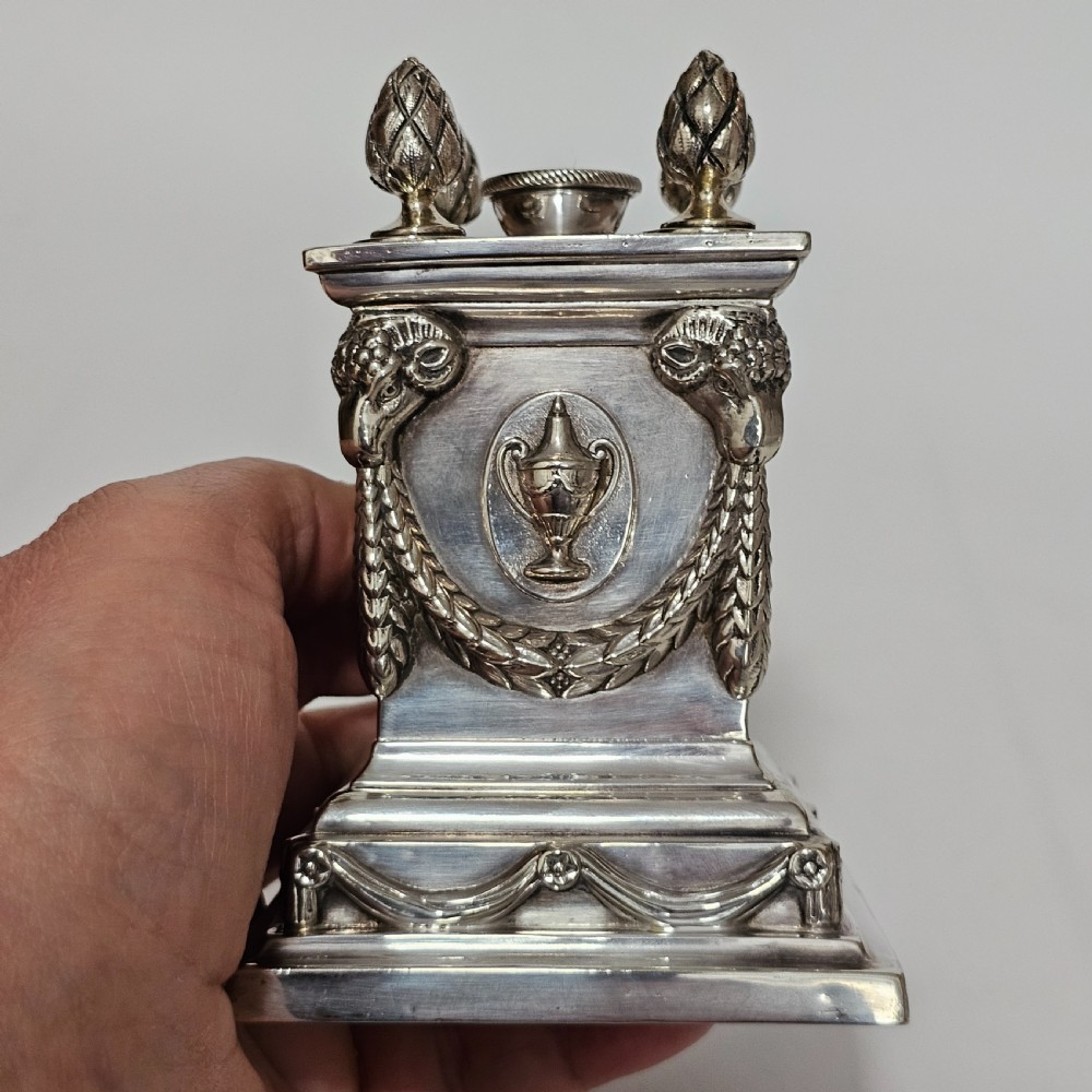 Impressive Large Victorian Silver Plated Table Desk Lighter Richard Hodd and Son View V