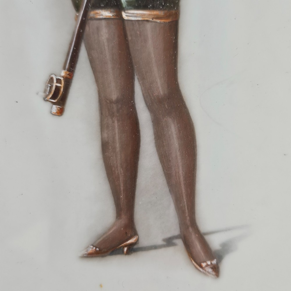 Fabulous Rare Risque Young Lady from circa 1900 Painted on Porcelain. View III