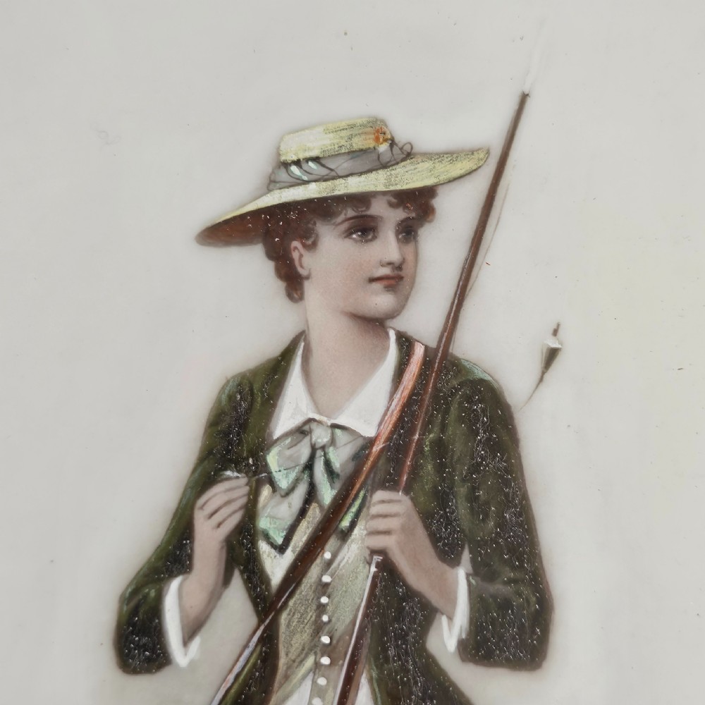 Fabulous Rare Risque Young Lady from circa 1900 Painted on Porcelain. View IV