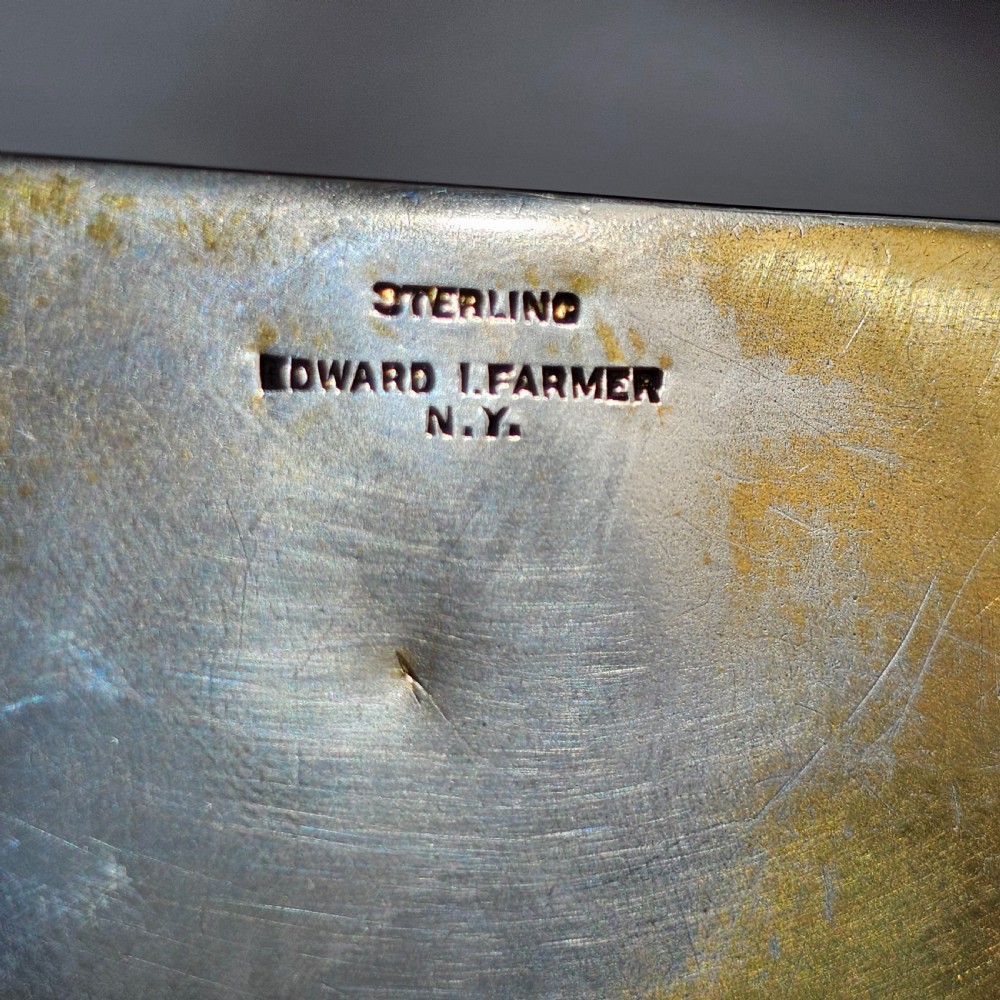 Fine Rare Edward I. Farmer Sterling Silver Matchbox Holder with Jade Plaque View VI