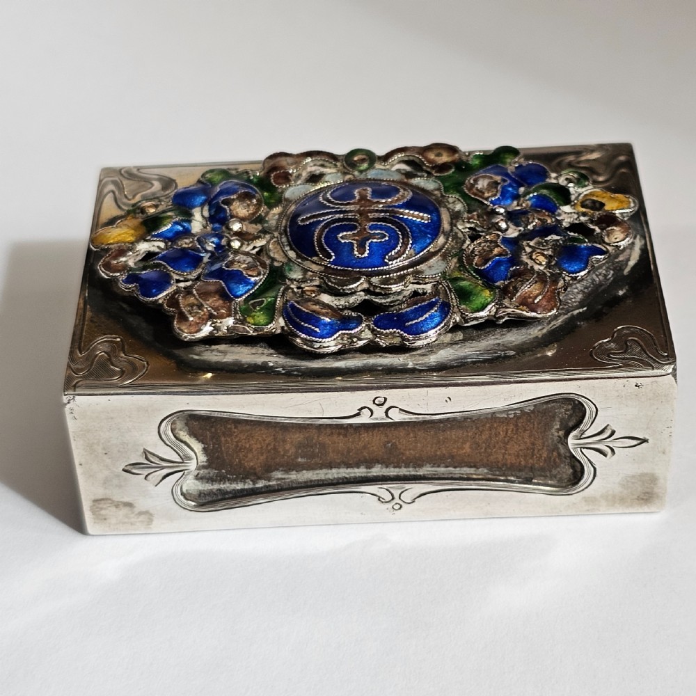 Fabulous Rare Stg Silver & Enamelled Plaque Matchbox Holder - Edward I. Farmer, New York.