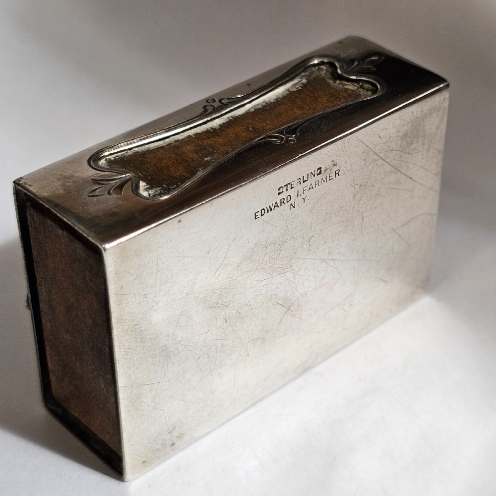 Fabulous Rare Stg Silver & Enamelled Plaque Matchbox Holder - Edward I. Farmer, New York. View IV