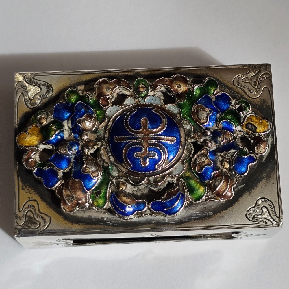 Fabulous Rare Stg Silver & Enamelled Plaque Matchbox Holder - Edward I. Farmer, New York. View VII