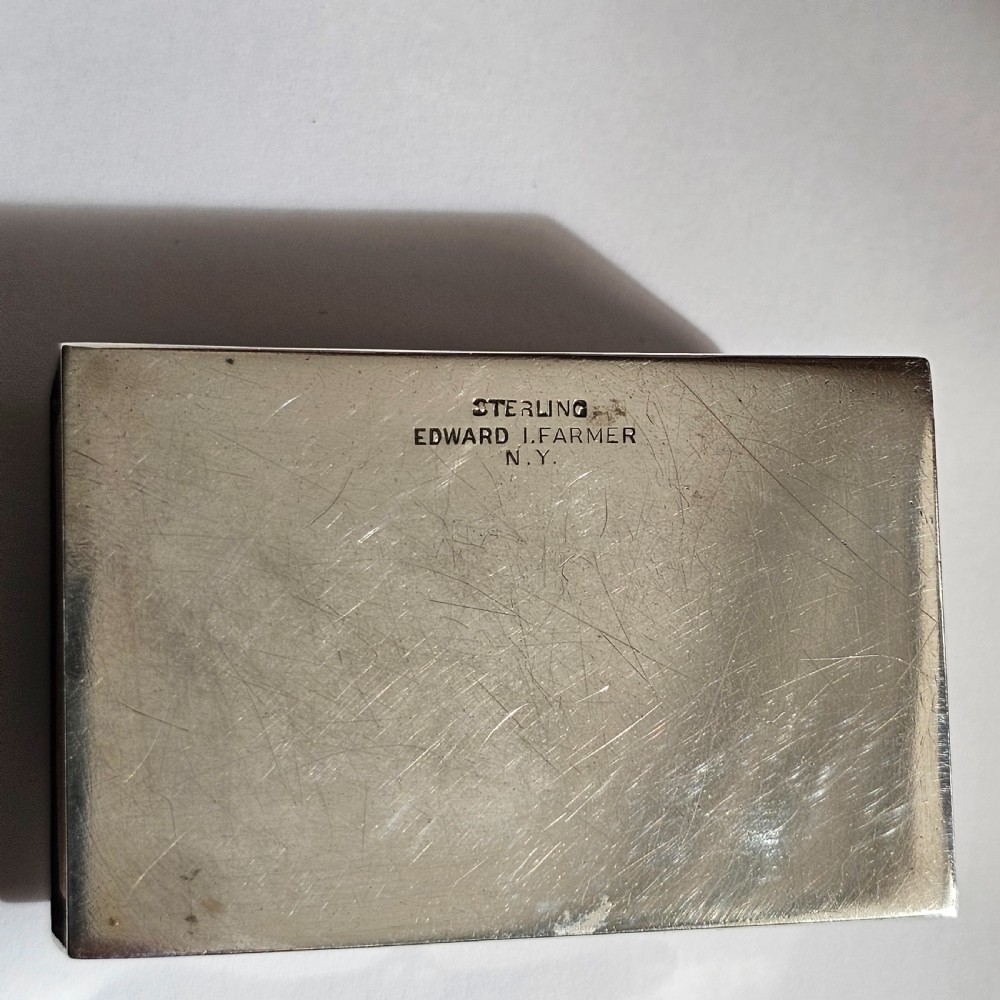Fabulous Rare Stg Silver & Enamelled Plaque Matchbox Holder - Edward I. Farmer, New York. View VIII