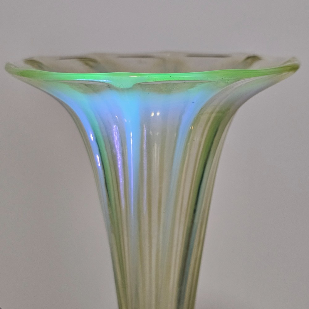 Victorian 1890S Uranium Glass Epergne Vase With A Gilt Bronze Base/Holder View VI
