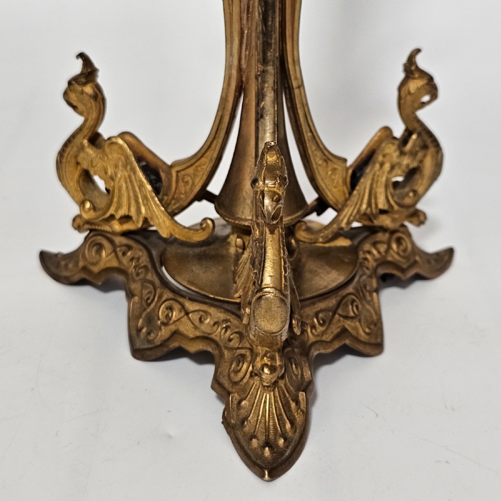 Victorian 1890S Uranium Glass Epergne Vase With A Gilt Bronze Base/Holder View VIII