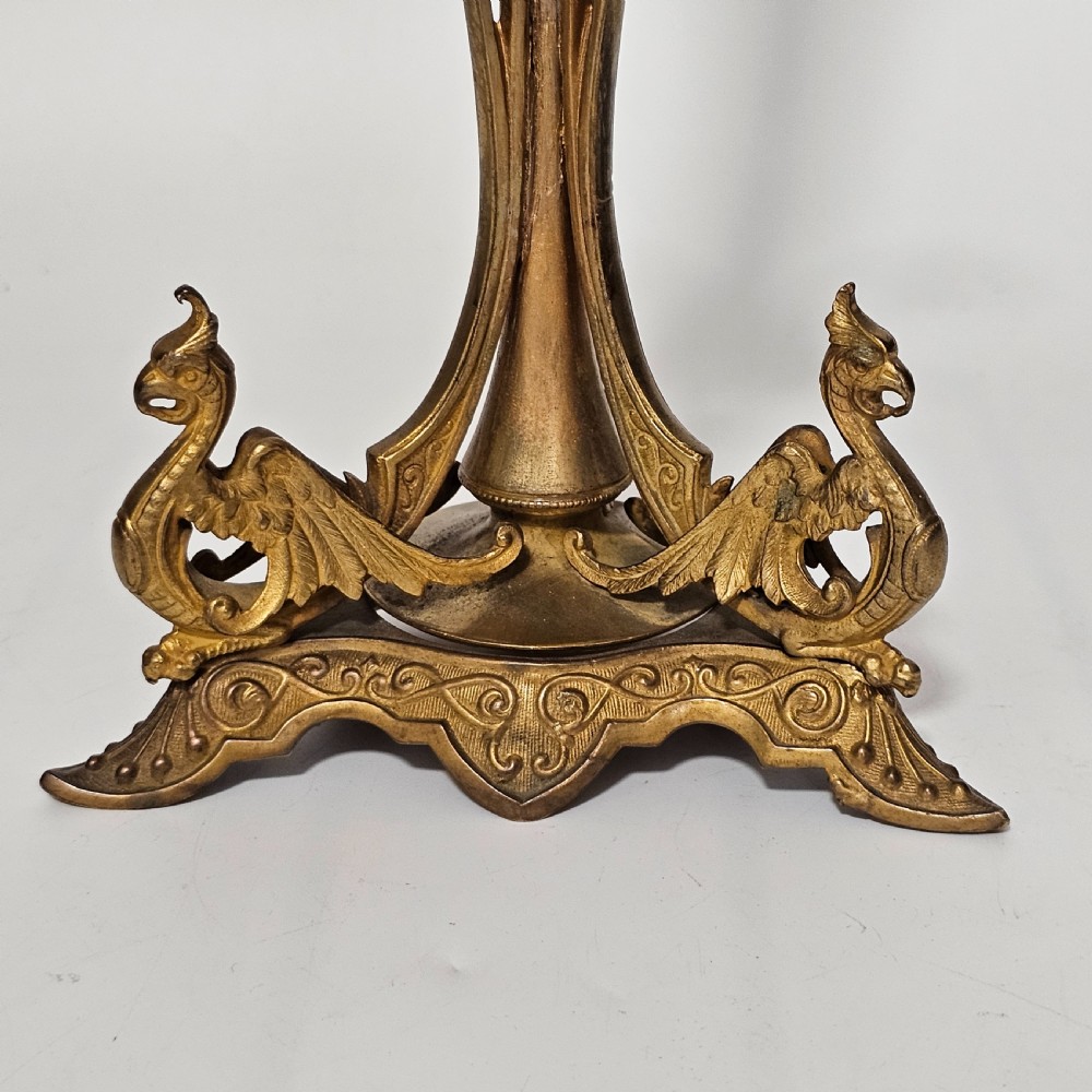 Victorian 1890S Uranium Glass Epergne Vase With A Gilt Bronze Base/Holder View X