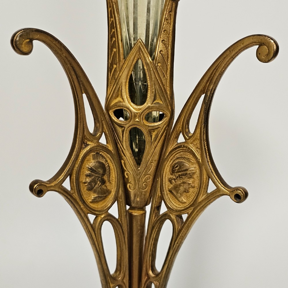 Victorian 1890S Uranium Glass Epergne Vase With A Gilt Bronze Base/Holder View XI