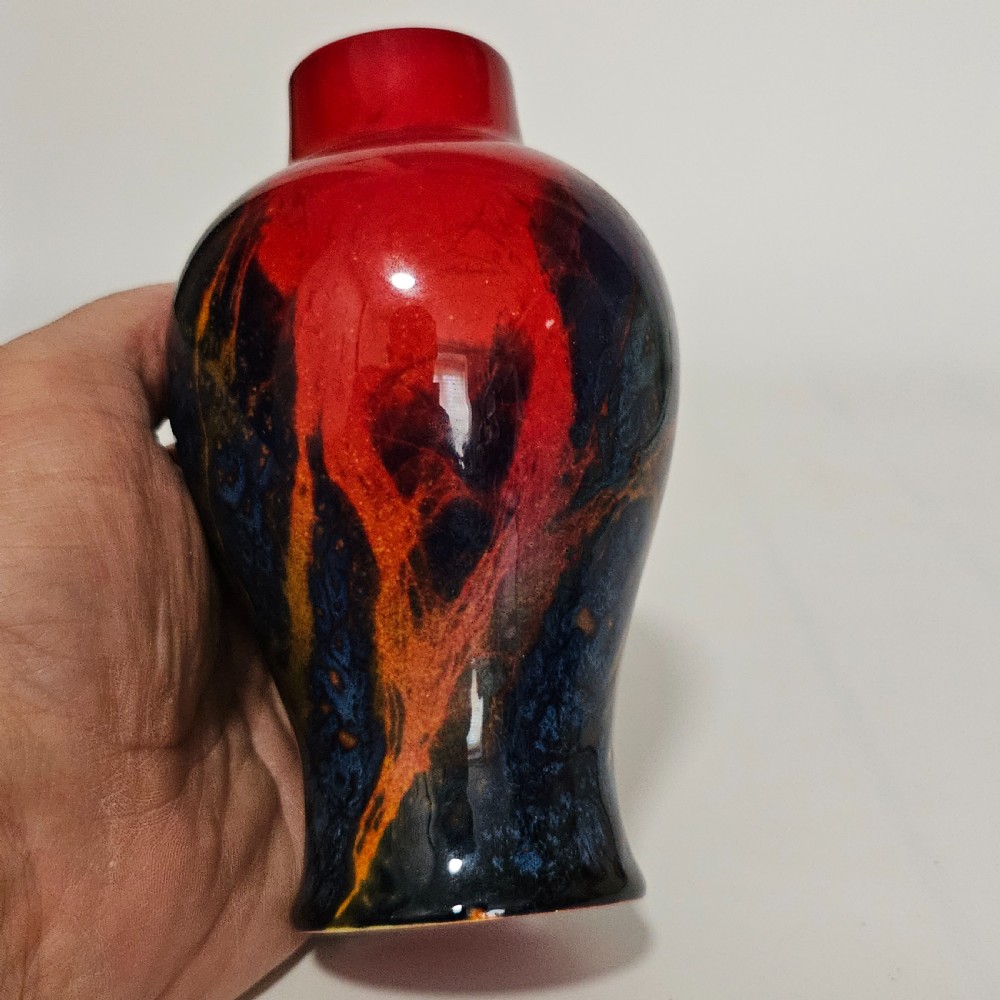Royal Doulton England Sung Flambe Ware Vase Signed FM (Fred Moore) View VII