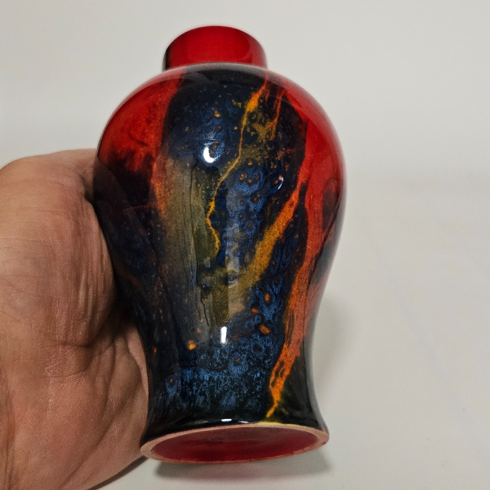 Royal Doulton England Sung Flambe Ware Vase Signed FM (Fred Moore) View VIII