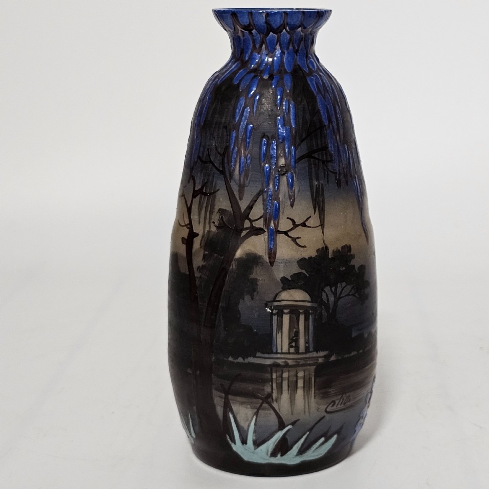 Beautiful French Art Nouveau Cameo Glass Enamelled Vase - signed CLIO c1920 View VII