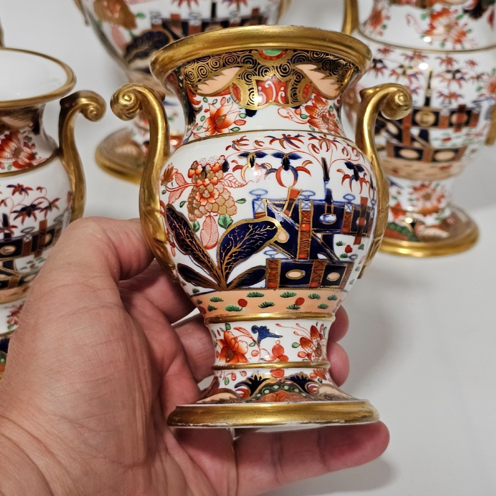 A Stunning 19thc 5-Piece Suite/Garniture Of Spode 967 Pattern Amphora Vases View IX