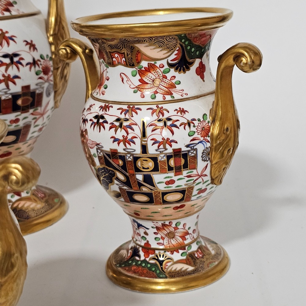 A Stunning 19thc 5-Piece Suite/Garniture Of Spode 967 Pattern Amphora Vases View X