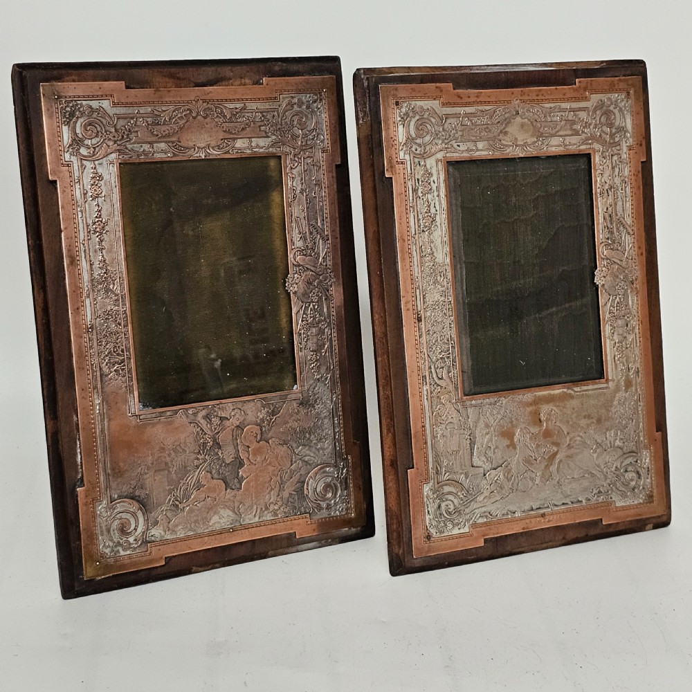 Unusual Late 19thc Pair of French Electrotype Frames 28.5c x 19.5 cm