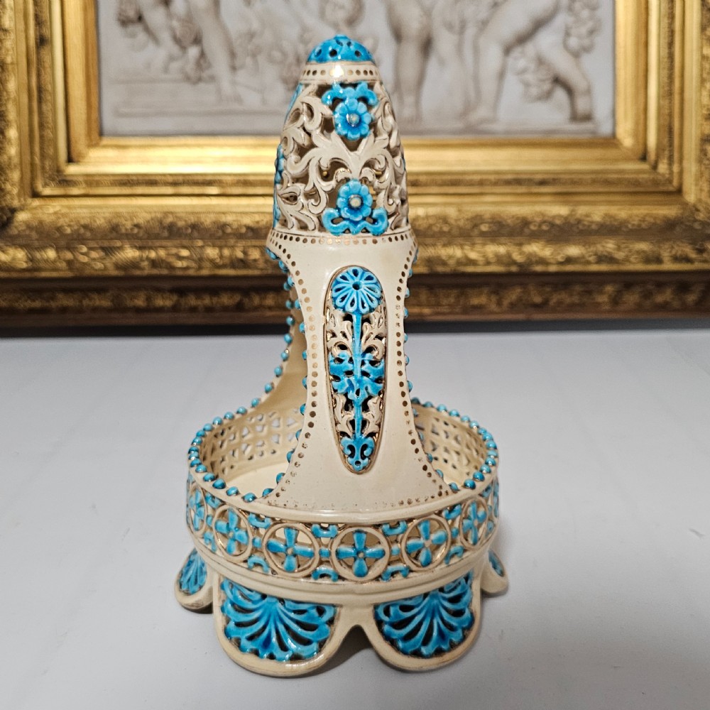 A Rare Reticulated Hungarian Zsolnay Pecs Pottery Basket c1885-1887 View IX