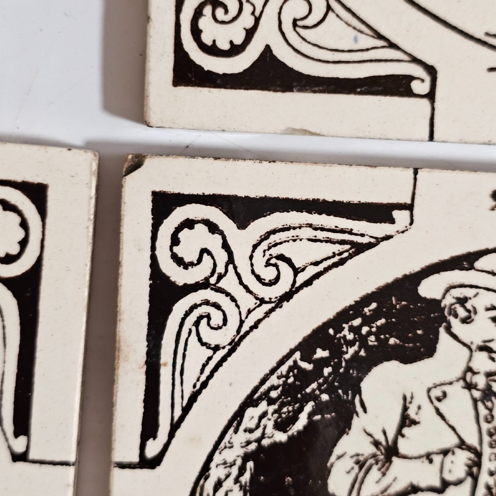 Set 4 x Antique Minton Hollins & Co Nursery Rhyme Tiles View VIII