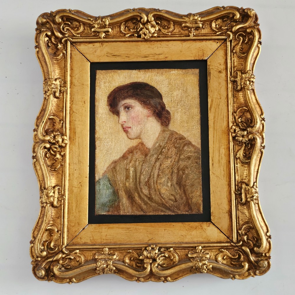  Pre-Raphaelite painting of a young woman in the manner of Arthur Hughes c1875