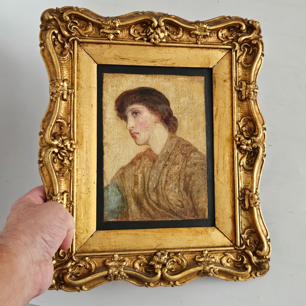  Pre-Raphaelite painting of a young woman in the manner of Arthur Hughes c1875 View II