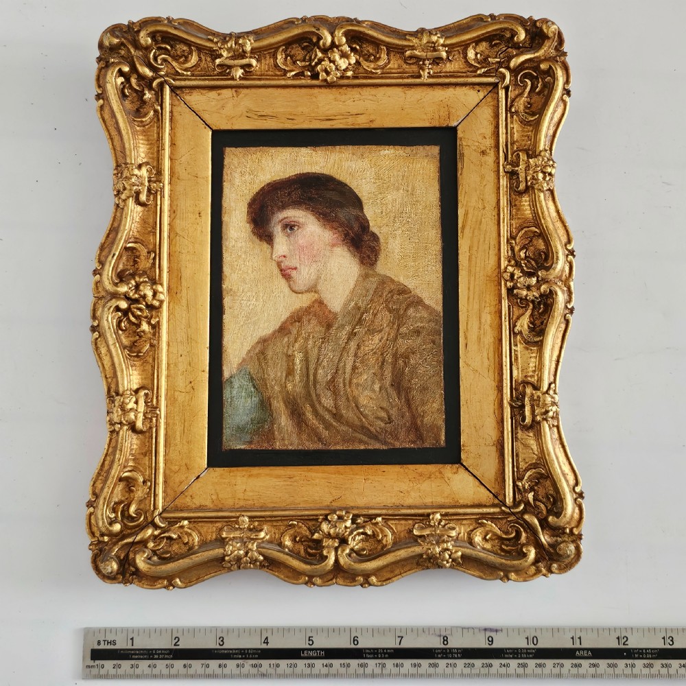  Pre-Raphaelite painting of a young woman in the manner of Arthur Hughes c1875 View III