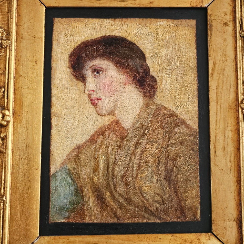  Pre-Raphaelite painting of a young woman in the manner of Arthur Hughes c1875 View V