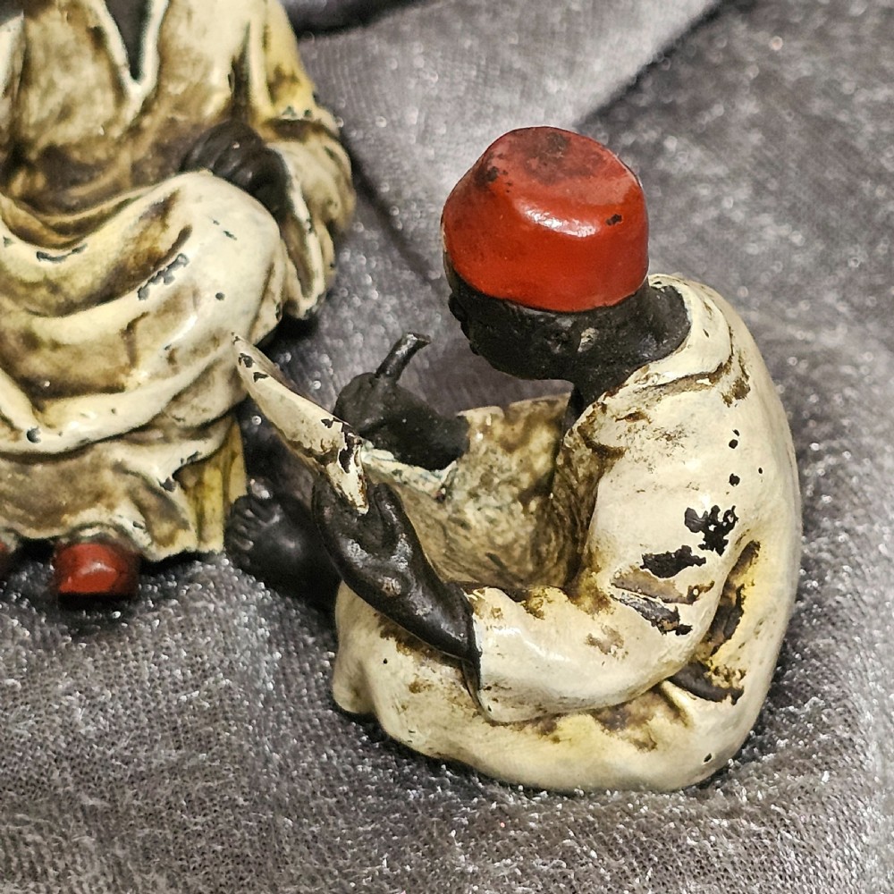 Cold-Painted Bronze Figurines – Arabian Scholars & Teacher Trio (Stamped “B” for Franz Bergman) View IV